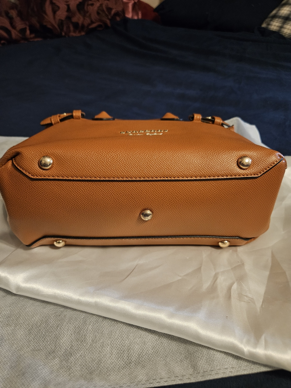 Burberry Tan Leather Crossbody Bag with Signature Check Side - Picture 2 of 6